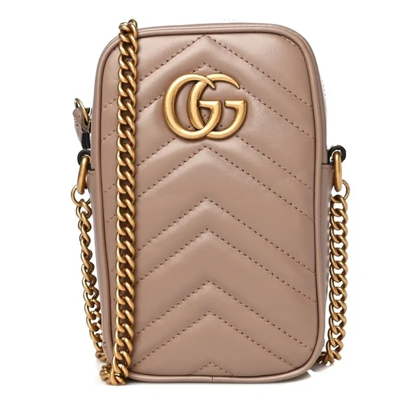 Gucci Mini GG Marmont Crossbody Bag in Nude Rose NEW - Picture 1 of 10